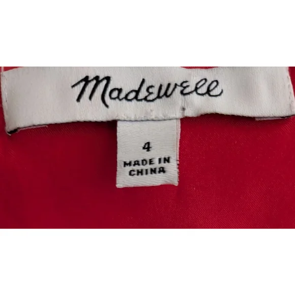 Women's Madewell Red & White Floral Silk Button-Front Mini Dress Size 4 (S) - Picture 8 of 13